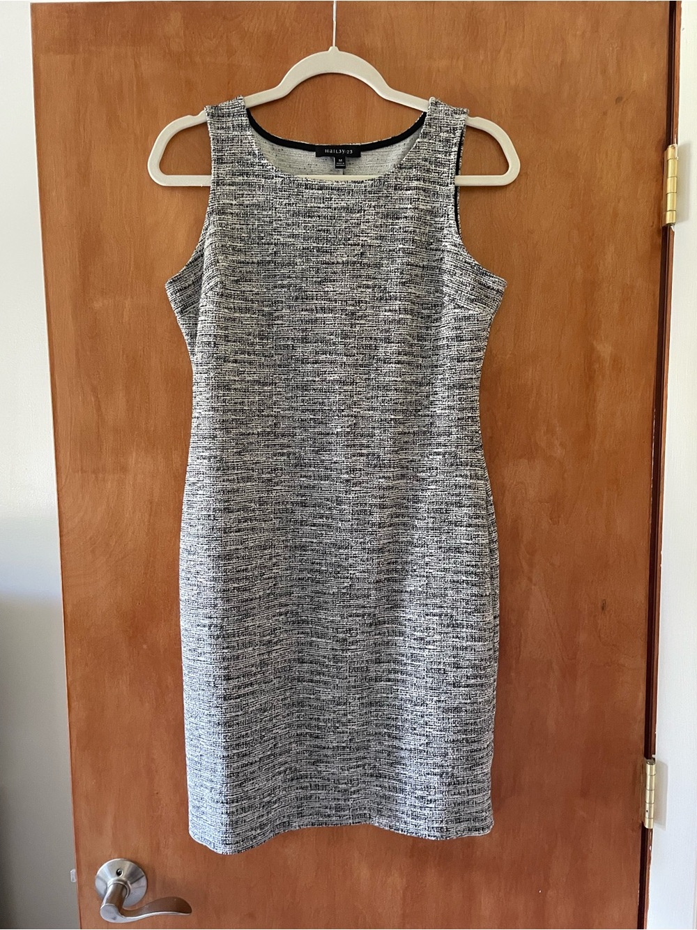 Black and White Textured Sheath Dress